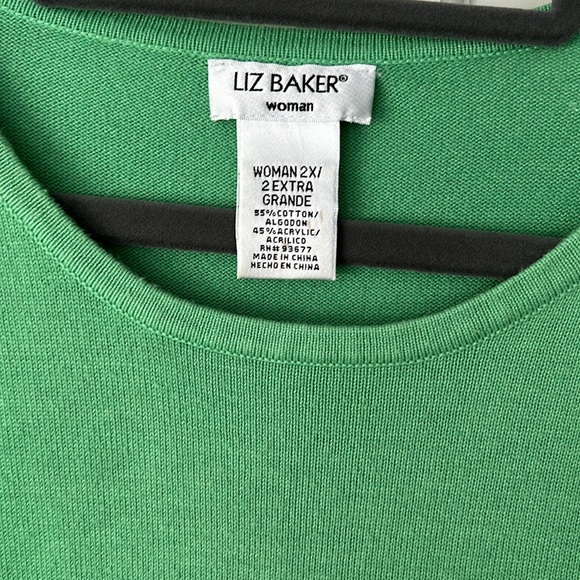 Liz Baker Woman Green 2X Short Sleeved Sweater - Picture 4 of 7